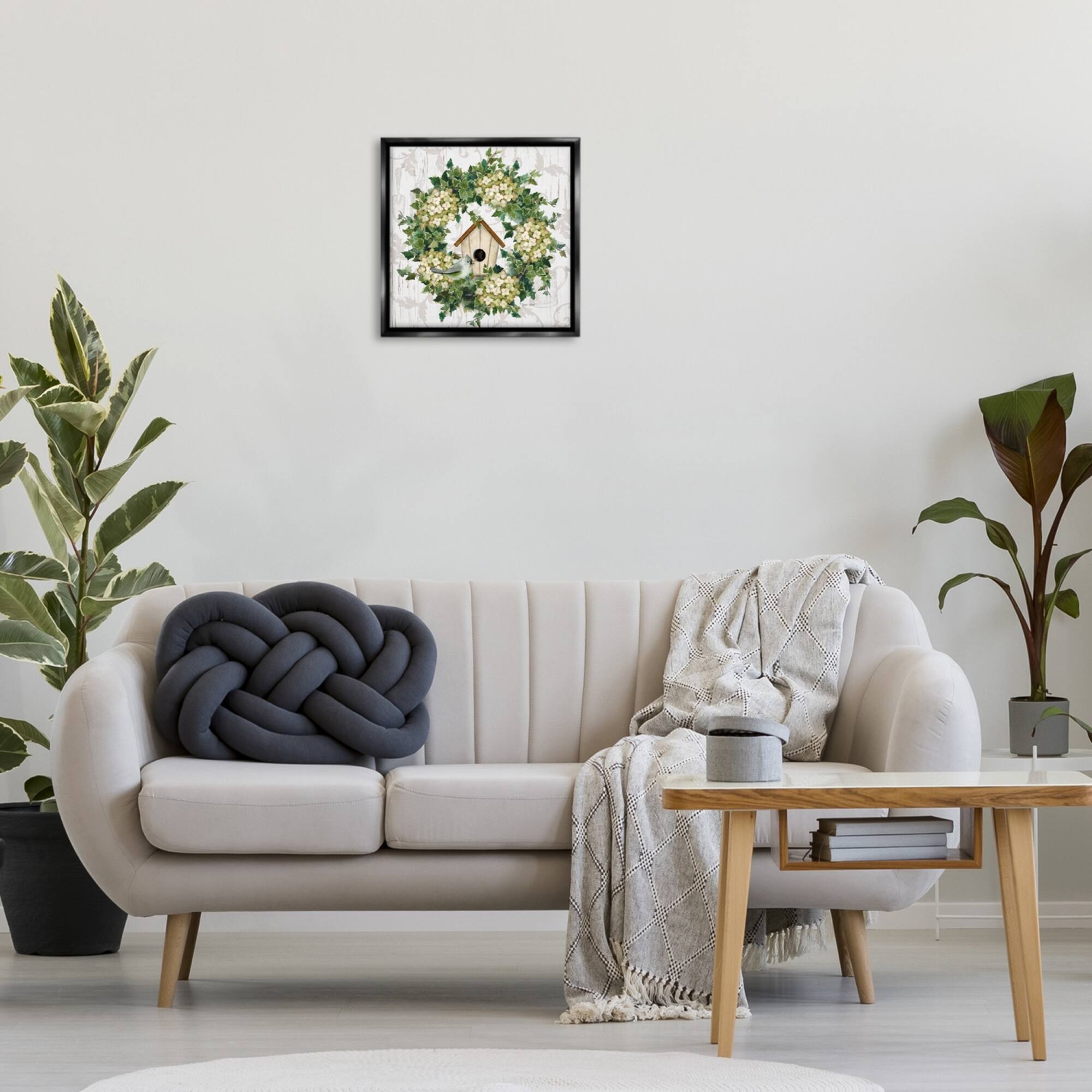 Stupell Industries Spring Birdhouse Wreath Floater Framed Art